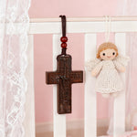 Wooden Savior Cross Necklace - side view