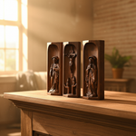 Beech Wood Holy Family Altar Decor - Handcrafted Christian Prayer Desktop Gift - side view