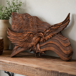 Eagle & Flag Wood Wall Plaque - Handcrafted American Heritage Tribute - gift presentation
