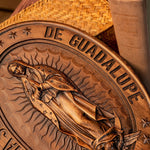 Retro Color Our Lady of Guadalupe Wood Carving -The patron saint of Mexico, America and unborn children - mokarve