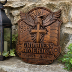 God Bless America Eagle Cross Wood Plaque product detail for Christian home decor