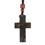 Wooden Savior Cross Necklace - craftsmanship detail
