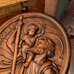 St.Christopher Christian Wood Carving Plaque/The patron saint of travelers - mokarve