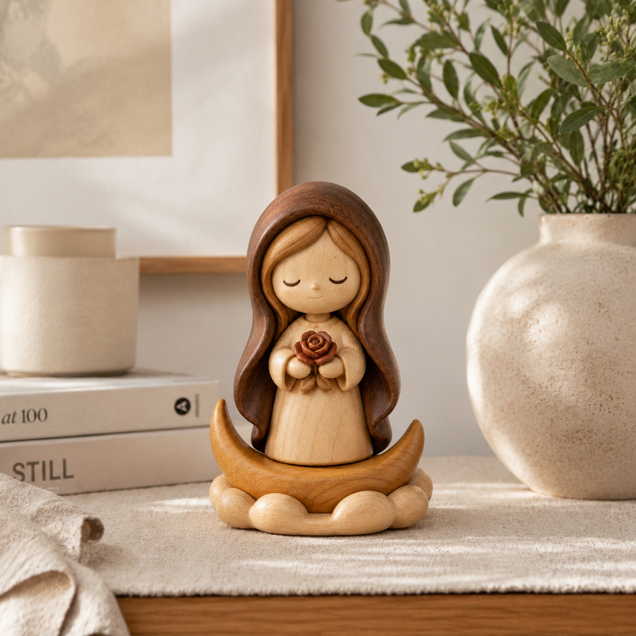 Original Wooden Virgin Mary Blessing Decor
