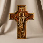 Ascension of Jesus wood carving cross for Christian home decor and prayer spaces
