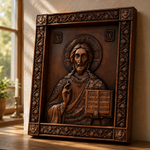 Jesus Christ Pantocrator Wood Carving - product view