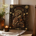 Our Lady of Perpetual Help Wood Art - Hand-Carved Catholic Gift - Mother Mary Comfort Figure