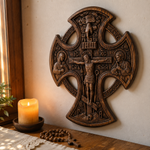 Hand-Carved Beechwood “Hand of Redemption” Crucifix | The Passion and Divine Grace of Christ