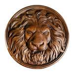 Carved Lion Head Wood Carving Wall Art - mokarve