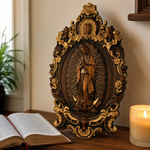 A Handcrafted Sanctuary: Our Lady of Guadalupe Wood Carving - side view