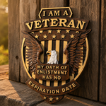Veteran Memorial Plaque: "I Am A Veteran - My Enlistment Oath Has No Expiration Date" - side view
