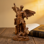 Boxwood Archangel Michael Carving: A Christmas Gift of Divine Protection - side view