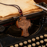 St. Michael the Archangel Wooden Cross Pendant - craftsmanship detail