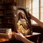 Immaculate Heart of Mary Hand-Carved Beech Wood Sculpture | Sacred Home Altar Ornament - craftsmanship detail