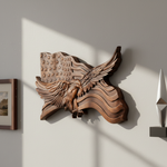 Eagle & Flag Wood Wall Plaque - Handcrafted American Heritage Tribute - faith-inspired design detail