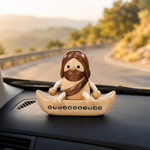Wooden Jesus Dashboard Decor with Hidden Parking Number Display