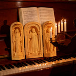 Hand-Carved Travel Triptych Altar: The Holy Family at Your Side - Christian gift presentation