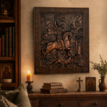 St. George the Victorious Hand-Carved Wood Icon – A Symbol of Courage & Faith - Christian gift presentation