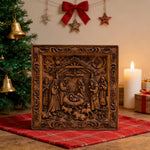 Handcarved Beechwood Nativity Scene Relief: Let Christmas’ Quiet Truth Settle in Your Home - design detail
