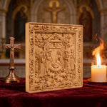 Handcarved Beechwood Nativity Scene Relief: Let Christmas’ Quiet Truth Settle in Your Home - side view