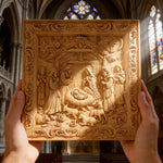 Handcarved Beechwood Nativity Scene Relief: Let Christmas’ Quiet Truth Settle in Your Home - side view