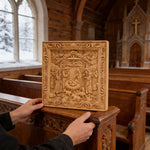 Handcarved Beechwood Nativity Scene Relief: Let Christmas’ Quiet Truth Settle in Your Home - design detail