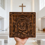 Handcarved Beechwood Nativity Scene Relief: Let Christmas’ Quiet Truth Settle in Your Home - craftsmanship detail