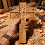 "Jesus with the Crown of Thorns" Beechwood Cross Wall Hanging - product view