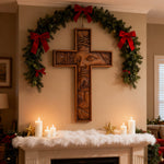 "Jesus with the Crown of Thorns" Beechwood Cross Wall Hanging - craftsmanship detail