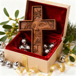 "Jesus with the Crown of Thorns" Beechwood Cross Wall Hanging - size and finish detail