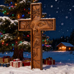 "Jesus with the Crown of Thorns" Beechwood Cross Wall Hanging - side view