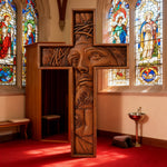 "Jesus with the Crown of Thorns" Beechwood Cross Wall Hanging - gift presentation