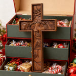"Jesus with the Crown of Thorns" Beechwood Cross Wall Hanging - craftsmanship detail