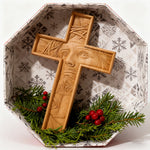"Jesus with the Crown of Thorns" Beechwood Cross Wall Hanging - design detail