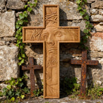 "Jesus with the Crown of Thorns" Beechwood Cross Wall Hanging - design detail