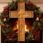 "Jesus with the Crown of Thorns" Beechwood Cross Wall Hanging - size and finish detail