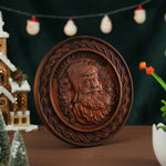 Best Christmas Gift - Santa Claus Round Wooden Wall Decoration - mokarve