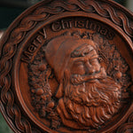 Best Christmas Gift - Santa Claus Round Wooden Wall Decoration - mokarve