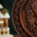 Best Christmas Gift - Santa Claus Round Wooden Wall Decoration - mokarve