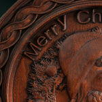 Best Christmas Gift - Santa Claus Round Wooden Wall Decoration - mokarve