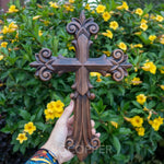 mokarve Ornate Wooden Cross - Carved from natural wood - mokarve
