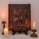 Saint George Wood carved icon of the Victorious Wooden carved icon Gift for family Carved Wooden gift Christian icon - mokarve