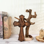 Holy Spirit Cross Wooden Hand Carved Cross for Wall Decor, Religious Gift Cross - mokarve