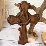 Holy Spirit Cross Wooden Hand Carved Cross for Wall Decor, Religious Gift Cross - mokarve