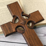 Irish Celtic Cross Wooden Hand Carved Cross for Wall Decor, Religious Gift Cross - mokarve