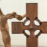 Irish Celtic Cross Wooden Hand Carved Cross for Wall Decor, Religious Gift Cross - mokarve