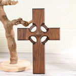 Irish Celtic Cross Wooden Hand Carved Cross for Wall Decor, Religious Gift Cross - mokarve