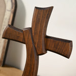 Minimalist Twist Wooden Hand Carved Cross for Wall Decor, Religious Gift Cross - mokarve