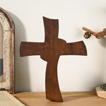 Minimalist Twist Wooden Hand Carved Cross for Wall Decor, Religious Gift Cross - mokarve