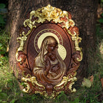 Mother Mary with Baby Jesus Wood Carving Decor - mokarve